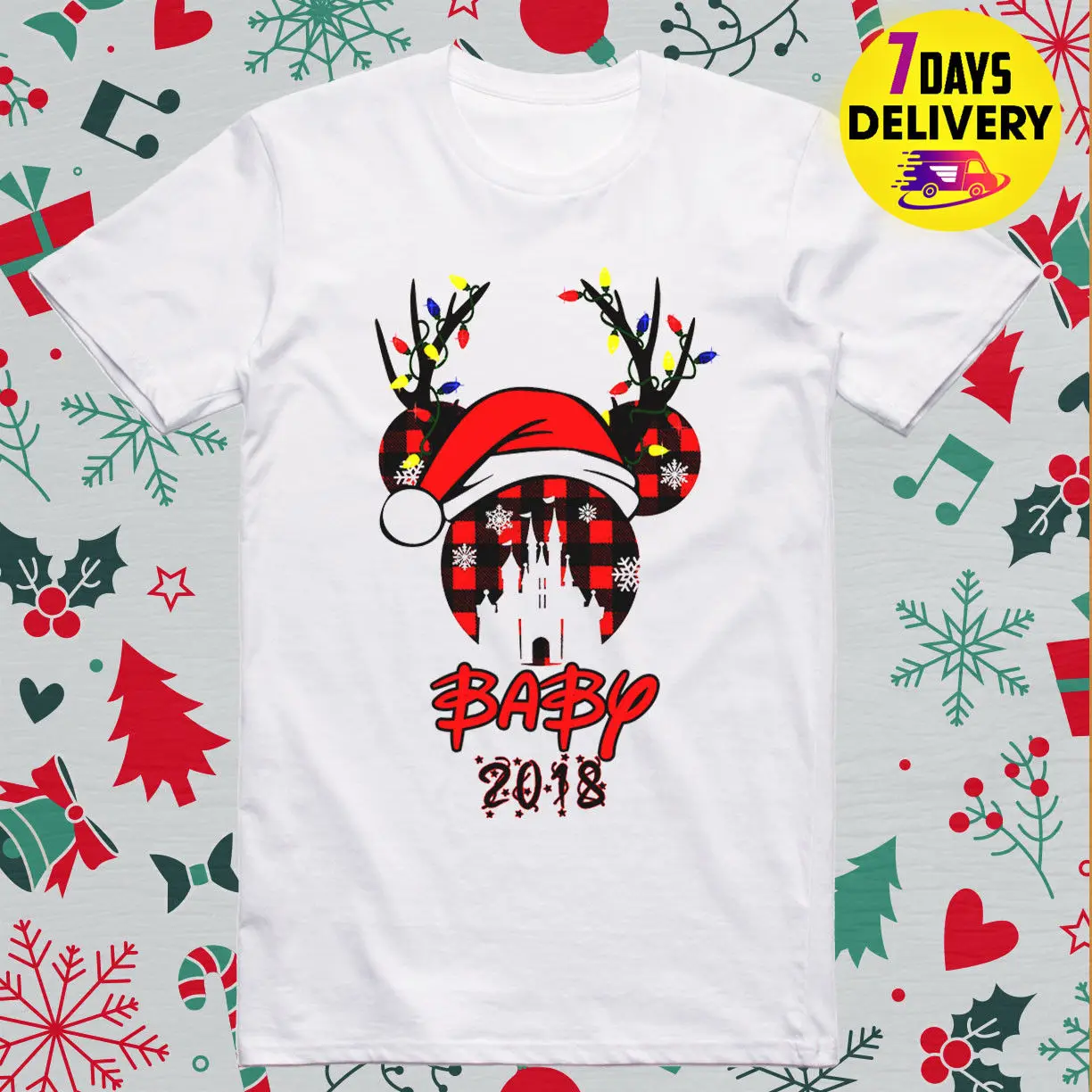 

Disney Christmas Family Shirts - Funny Baby Christmas White T-Shirt Size S-3XL
