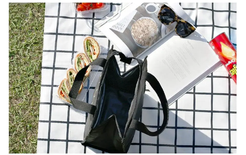 Полосатая сумка для обеда, переносная Термосумка-холодильник, модный Ланч-бокс для офиса, сумка-тоут для пикника, сумка для хранения льда