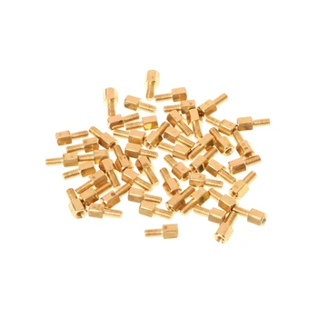 

50 Pcs/set M3 Male x M3 Female 6mm Long Hexagonal Brass PCB Standoffs Spacers