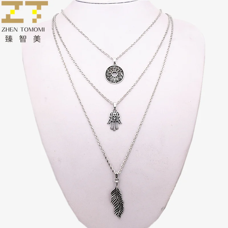 Новинка, хит, модное, винтажное, Ретро стиль, ручная работа, листья, Круглый, многослойное, длинное ожерелье, богемный стиль, чокеры, ожерелье s для женщин, ювелирное изделие