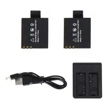 2 x 3.7V 900mAh Li-ion Battery Pack Kit Rechargeable For Action Sports Camera DVR SJ4000 SJ5000 Camera Dual Charger