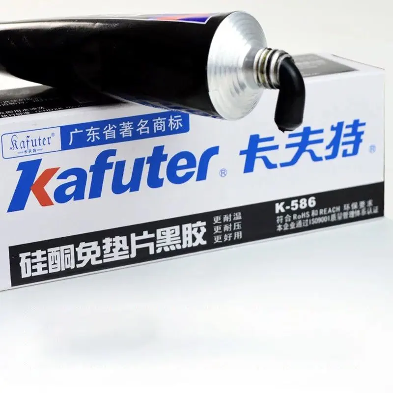 

High Quality 2pcs/lot Kafuter K-586 Black Silicone Free-Gasket Waterproof To Oil Resist High Temperature Sealant Repairing Glue