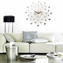Charminer Metal Wall Clock Fashion Modern Decoration Clock With Rhinestones Fashion Luxury Living Room Art Clock Silver
