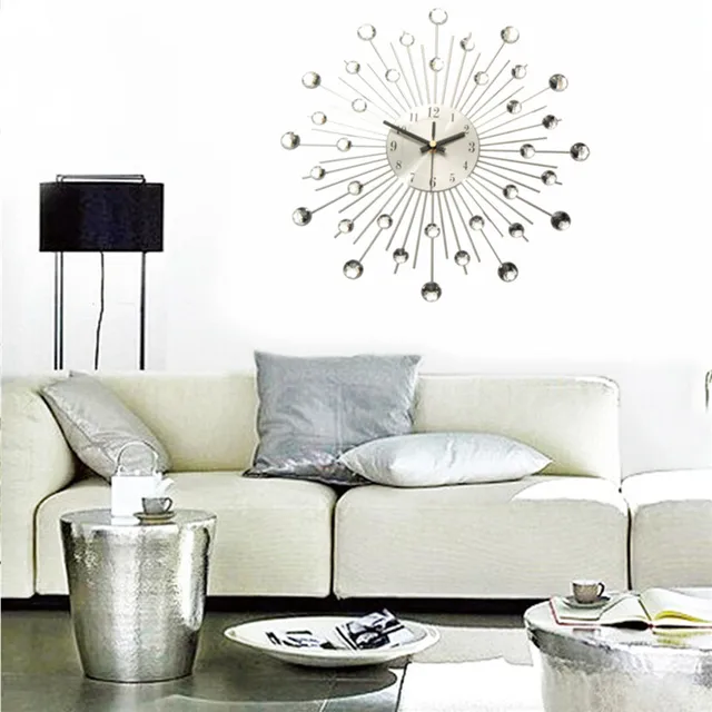 Charminer Metalen Wandklok Mode Moderne Decoratie Klok Met Strass ... Charminer Metalen Wandklok Mode Moderne Decoratie Klok Met Strass ...