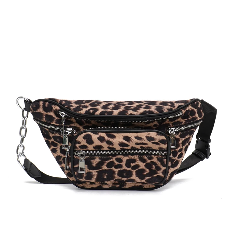 CEZIRA Модные женские поясные сумки на плечо повседневные из микрофибры цепи мульти молния нагрудная сумка Функциональная сумка леопардовая поясная сумка - Цвет: Natural
