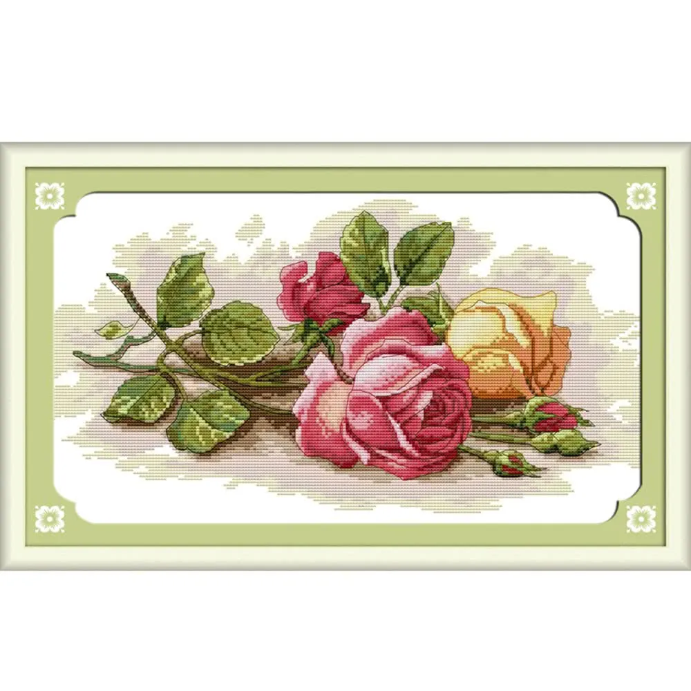 

Beautiful Vase and rose Printed Canvas DMC Counted DIY Chinese Cross Stitch Kits printed Cross-stitch set Embroidery Needlework