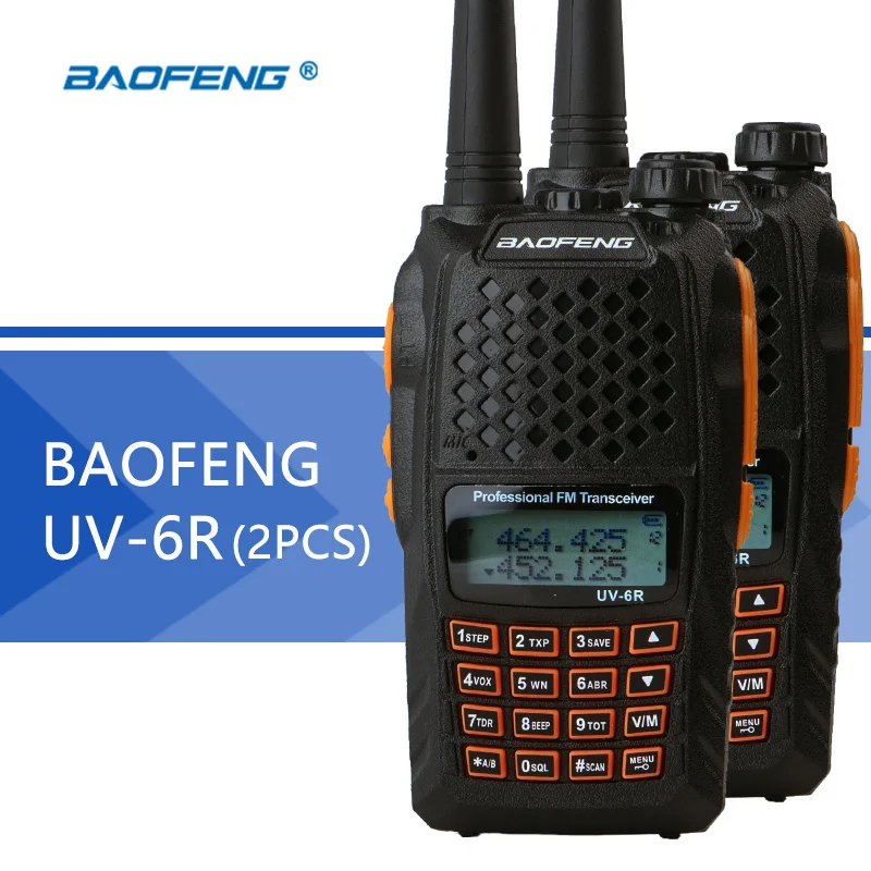 2 шт. Baofeng UV-6R двухканальные рации UHF и VHF Dual Band UV 6R CB радио UV-5R обновленная версия FM трансивер для Охота радио