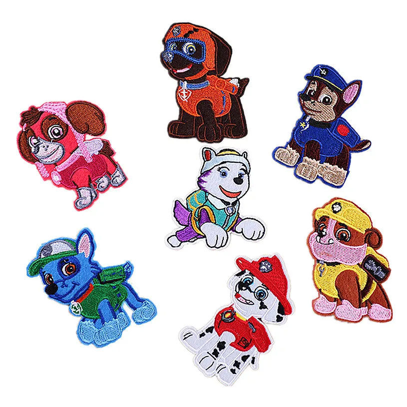 

Cartoon Barking Team Dog Fabric Patch Embroidery Iron On Patches For Clothing DIY Decoration Clothes Stickers Applique Badge