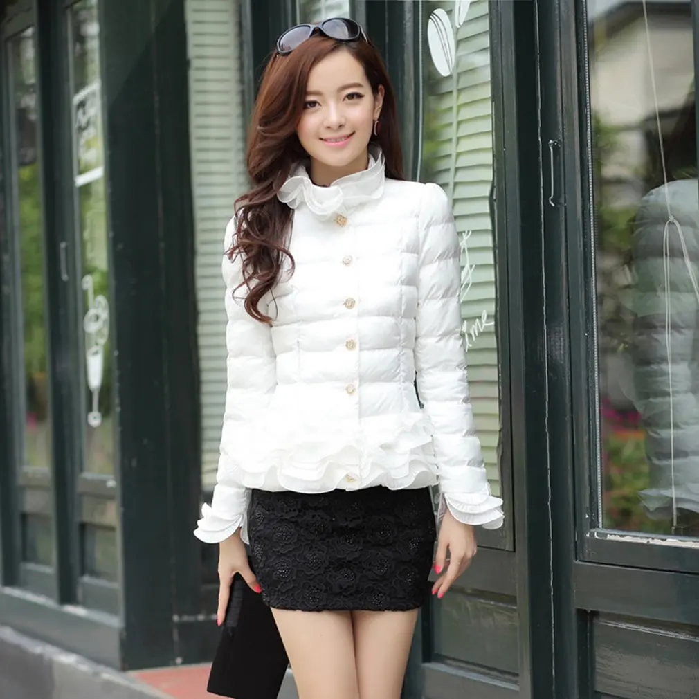 

Women Thick Winter Jacket 2018 Bomber Cotton Ruffles Sleeves Lady Coat Warm Outwear Parkas Mujer Hombre Coats for Dropshipping