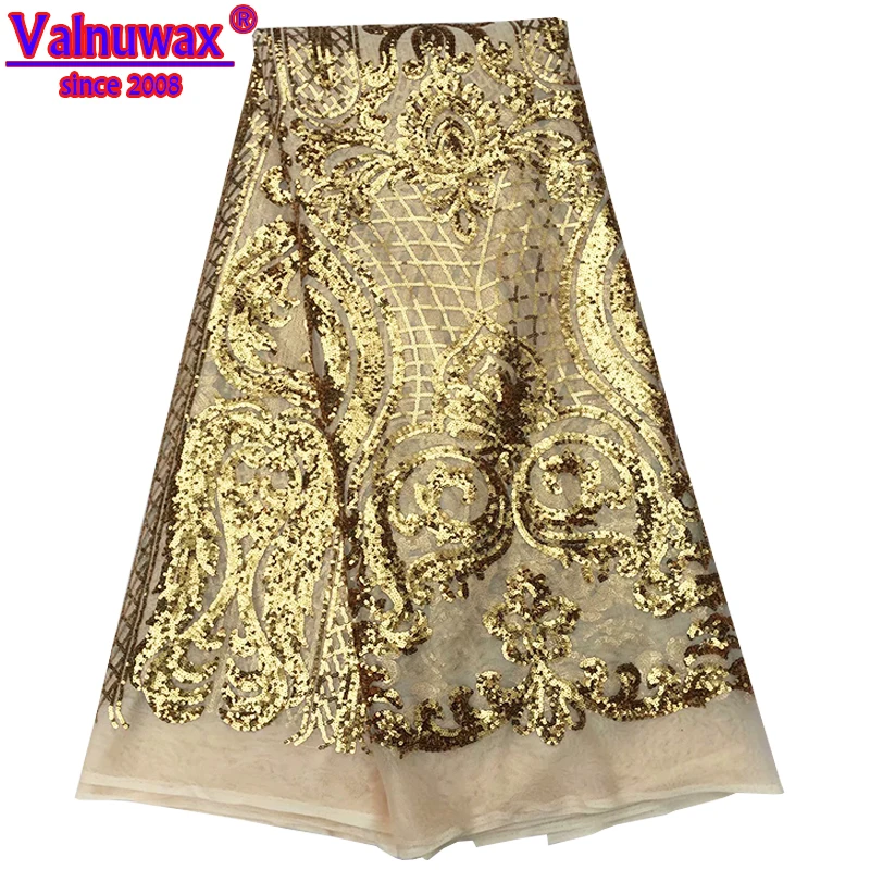 

African Lace Fabric Sequins Embroidered Nigerian Lace Fabrics High Quality French Lace Fabric Wedding Decoration Party Dress -YJ