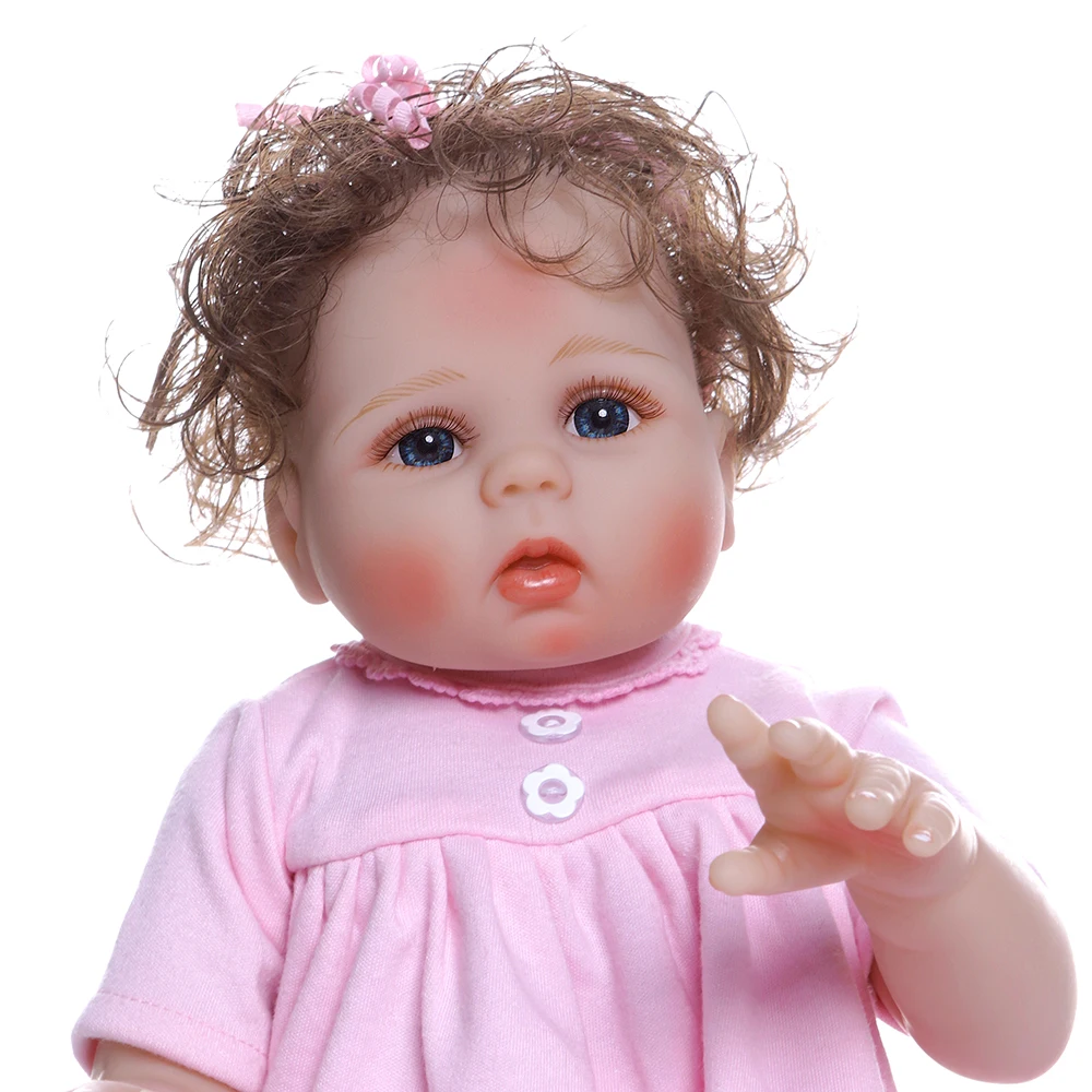 48 см Премиум ребенка размер реалистичный Возрожденный ребенок полный тело мягкий силиконовый милый ребенок Анатомически правильная игрушка ванны в розовом платье