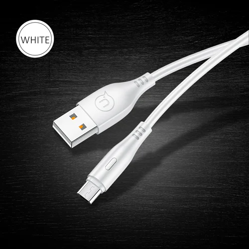 USAMS Micro USB кабель 2A Быстрая зарядка кабель для синхронизации данных microusb кабель для мобильного телефона для samsung Xiaomi круглый кабель для передачи данных - Цвет: White