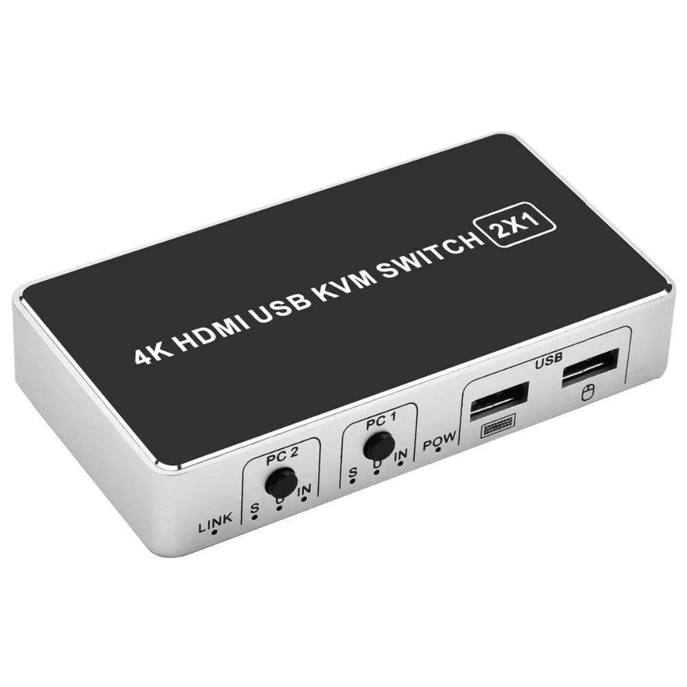 4K HDMI KVM переключатель USB HDMI KVM Переключатель Селектор 2X1 для Apple OS. Поддержка Windows 10 HDMI V1.4 до 4k X 2K
