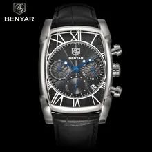 Men's Watches BENYAR Chronograph Classic Rectangle Waterproof Leather Quartz Men Watch Luxury Fashion Sport relogios masculinos цена Men's Watches BENYAR Chronograph Classic Rectangle Waterproof Leather Quartz Men Watch Luxury Fashion Sport relogios masculinos цены онлайн
