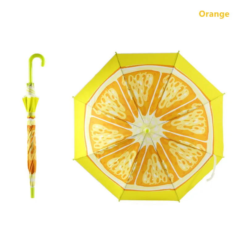 Novelty Fruit strawberry orange watermelon Lovely Kid Child Princes prince Sunny Rainy Umbrella Windproof Strong Longhandle Gift