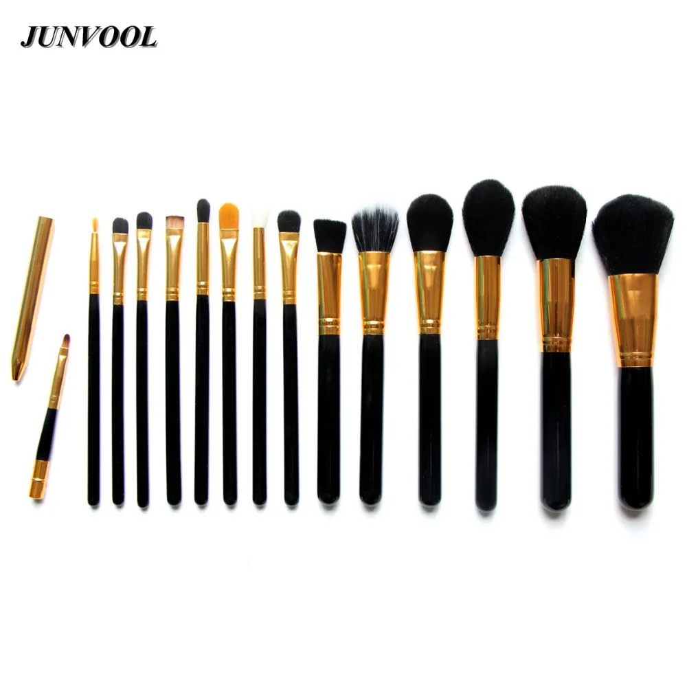 Beauty 15pcs Makeup Brushes Set Powder Foundation Eye Shadow Concealer Eyeliner Lip Make Up Brush Tool Black/Gold | Красота и
