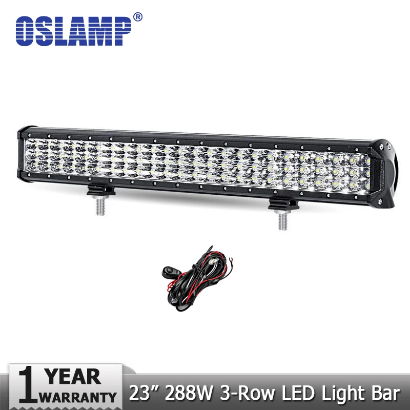 Oslamp 23inch 288W 3-Row CREE Chips LED Light Bar Offroad Led Work Light Combo Beam Led Bar Light Truck ATV SUV 4WD 4x4 12v 24v Oslamp 23inch 288W 3-Row CREE Chips LED Light Bar Offroad Led Work Light Combo Beam Led Bar Light Truck ATV SUV 4WD 4x4 12v 24v