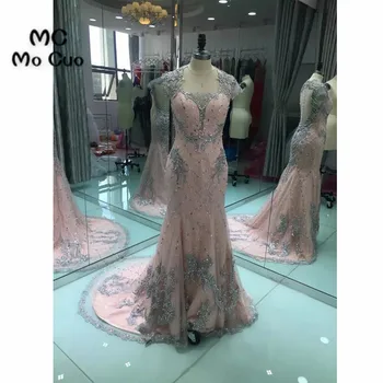 

Luxuries 2017 Mermaid Prom dresses Long with Crystals Applique Lace vestidos de fiesta Formal Evening Prom Party Dress