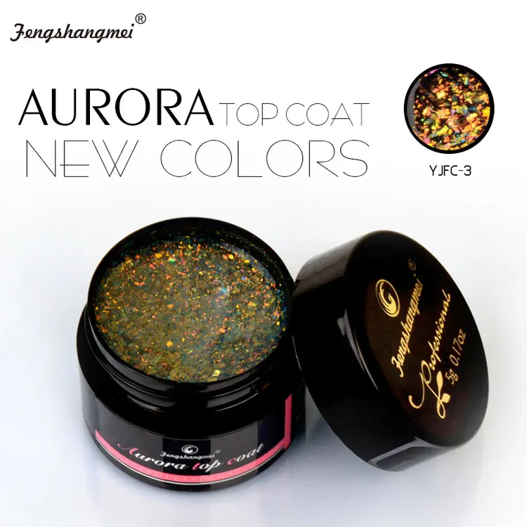 Профессиональный Гибридный Гель-лак для ногтей fengshangmei, 5 г, новинка, лак Aurora Top Coat, долговечный Блестящий Гель-лак с блестками