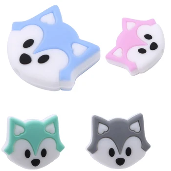 

5Pcs/pack Fox Baby Teether Silicone Beads Teething Nursing Accessories Chew Toy For Necklace Bracelet Pacifier Chain DIY Gift