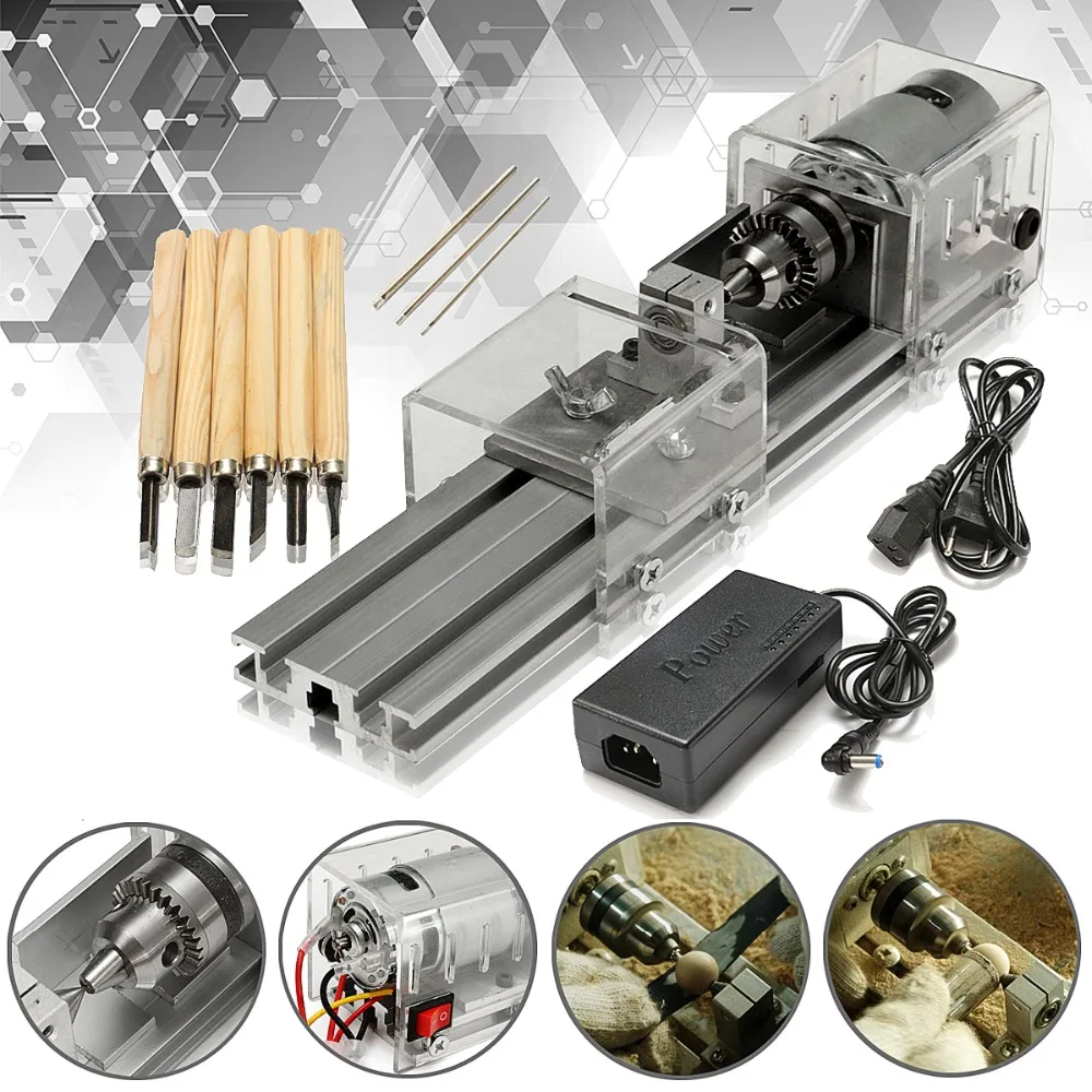 

ALLSOME LB-01 Mini Lathe Beads Machine Wood Working DIY Lathe Cutting Polishing Polisher Drill Rotary Tool DC 24V HT1728