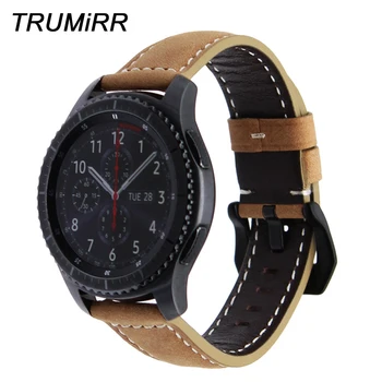 

22mm Quick Release Genuine Leather Watchband for Samsung Gear S3 Classic Frontier Watch Band Vintage Wrist Strap Bracelet Brown