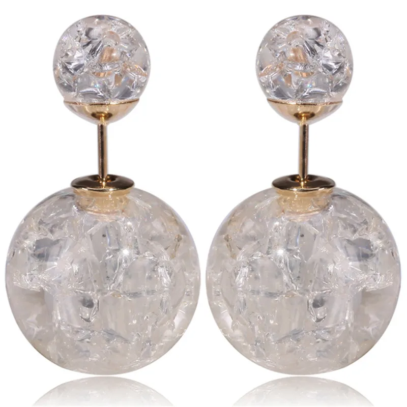 2017 Korean Fashion Women Lady Elegant  Glass Ball Flower Rhinestone Metal Stud Earrings For Women Jewelry Earring Set