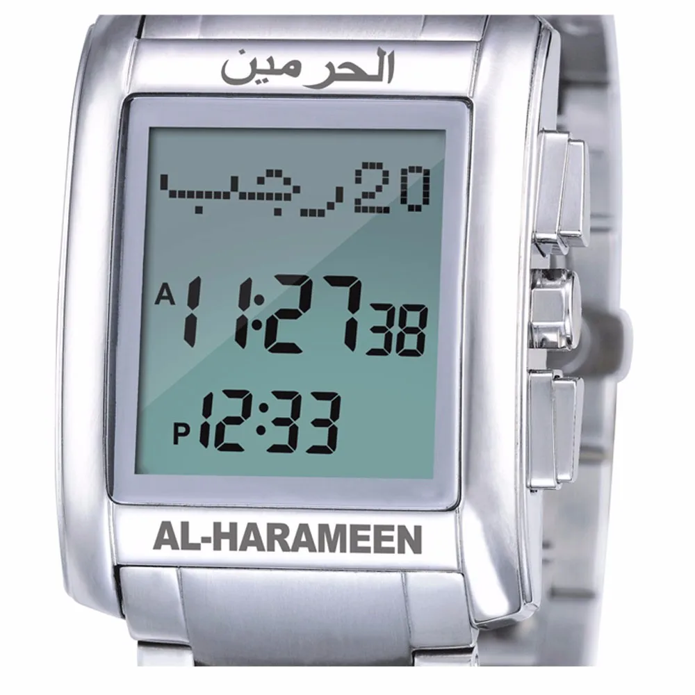 6208 серебряные спортивные часы Azan AL Harameen, мусульманские часы для молитвы, элегантные водонепроницаемые часы, лучшие товары для мусульман 1p