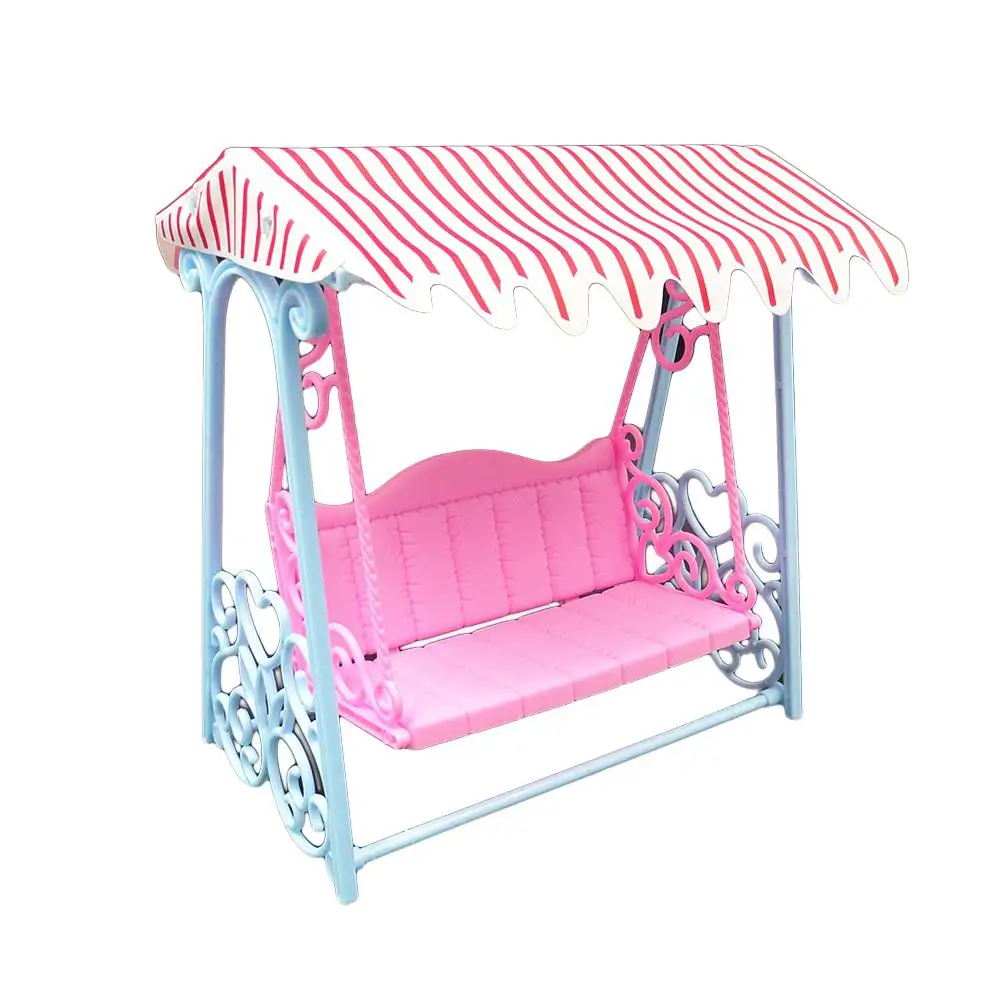 

RCtown Cute Simulate Garden Beach Swing with Luxury Canopy for Doll Play-house Game Kids Toy Gift Decoration ZK30