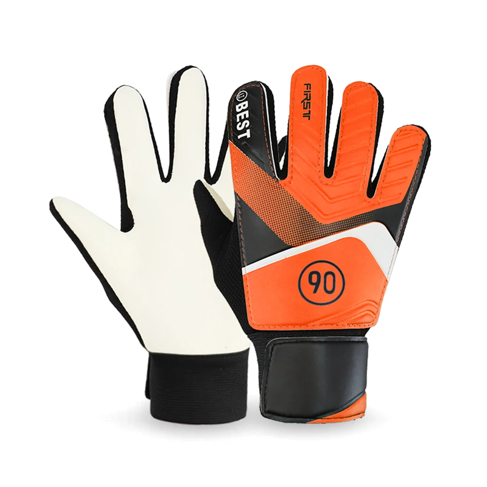 Профессиональные детские футбольные вратарь Glvoes защита пальцев латексный футбольный вратарь перчатки подростковые дышащие спортивные перчатки - Цвет: Orange 6