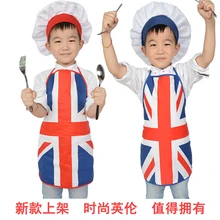 Детский костюм поварский фартук Костюм Детский фартук с росписью шеф-повара шляпа и Фартук комплект Британский Юнион Джек