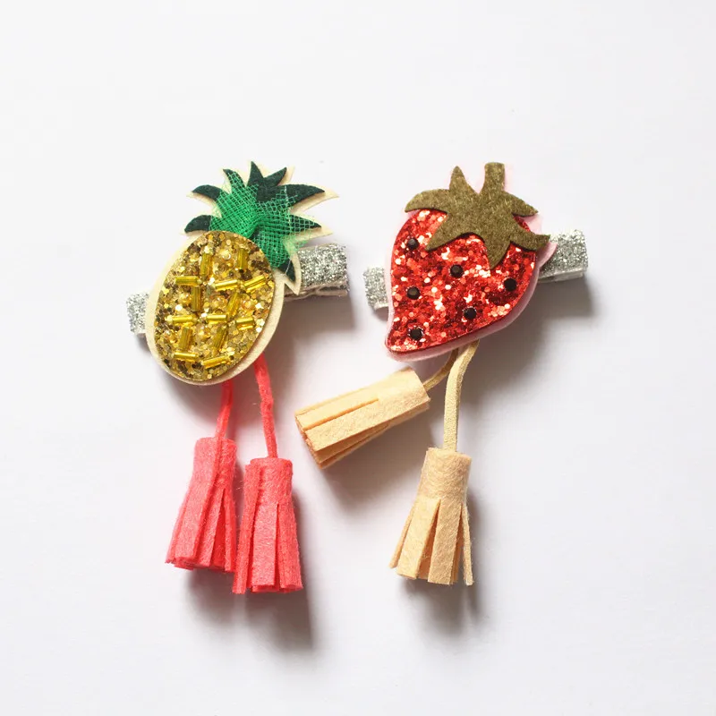

Girls Novelty Fruits Strawberry Shape Headwear Cute Kids Glitter Hair Clips 2pcs Children Resale Lovely Catoon Barrettes Prince