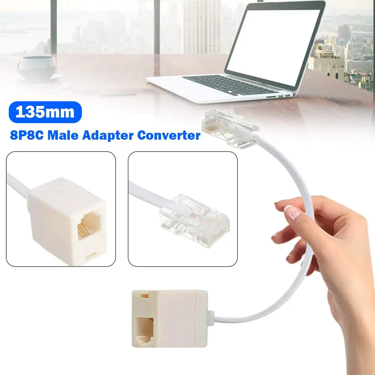 Низкая цена Высокое качество RJ11 6P4C Женский к Ethernet RJ45 8P8C Мужской F/M адаптер конвертер кабель Белый Лидер продаж