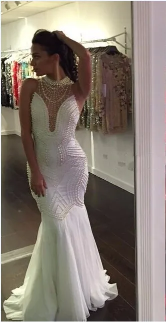 High Neck Mermaid Evening Dresses 2016 