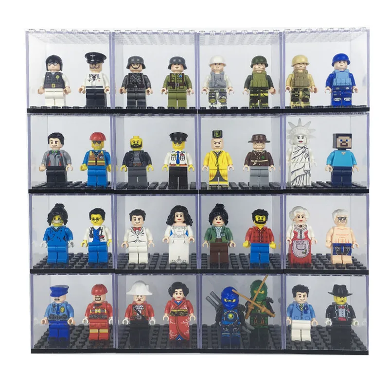 Фигурки дисплей коробка Minifigs дом доспехи DIY Показать чехол мотоцикл MOC колонна Базовая пластина Кронштейн Набор строительные блоки кирпичи игрушки