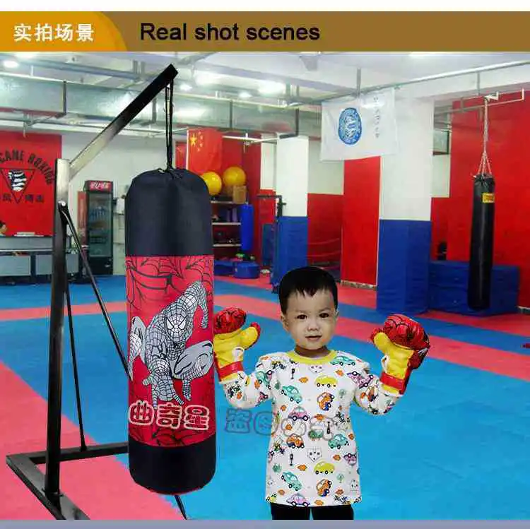 child's boxing bag and gloves