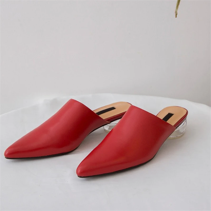 MSSTOR Leather White Ladies Slippers Elegant Summer Outside Pointed Toe Crystal Heels Strange Style High Heels Women Slippers MSSTOR Leather White Ladies Slippers Elegant Summer Outside Pointed Toe Crystal Heels Strange Style High Heels Women Slippers