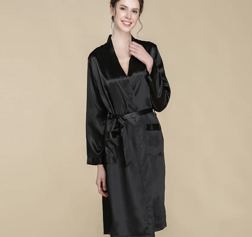 

Women's 16.5MM 100% Pure Mulberry Silk Robe Silk Bathrobe Sleepwear M L XL robes