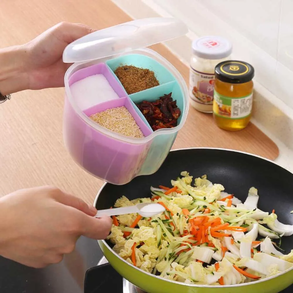 С ручкой и ложкой для хранения приправ коробки специй бутылка кухня контейнер