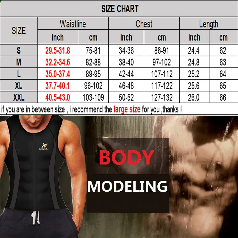 NINGMI Men Sauna Vest Hot Sweat Waist Trainer Tank Top Neoprene Slim Body Shaper Male Workout Corset Compression Shapewear Strap