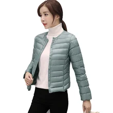 Новинка, короткий ультра легкий пуховик на утином пуху, Осень-зима, плюс размер, тонкий 90%, пуховик, пальто, женская тонкая короткая верхняя одежда, LJ0319