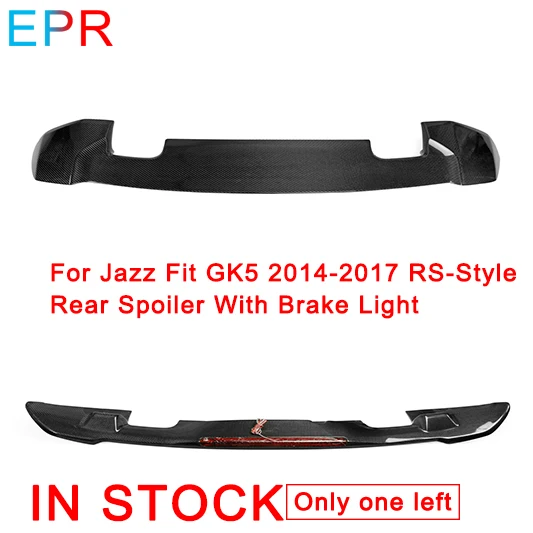 Для Jazz Fit GK5 2014 2017 RS Style задний спойлер из углеродного волокна с тормозным