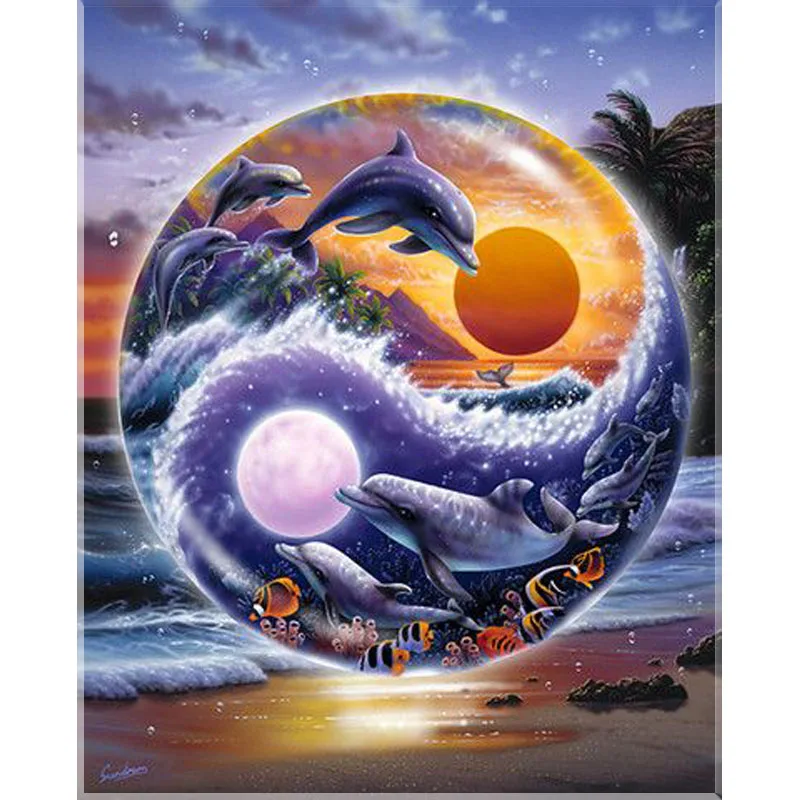 

Diamond Embroidery,5D diy diamond Painting,Cross Stitch,landscape,dolphin,Diamond Mosaic,rhinestone decoration,wall sticker
