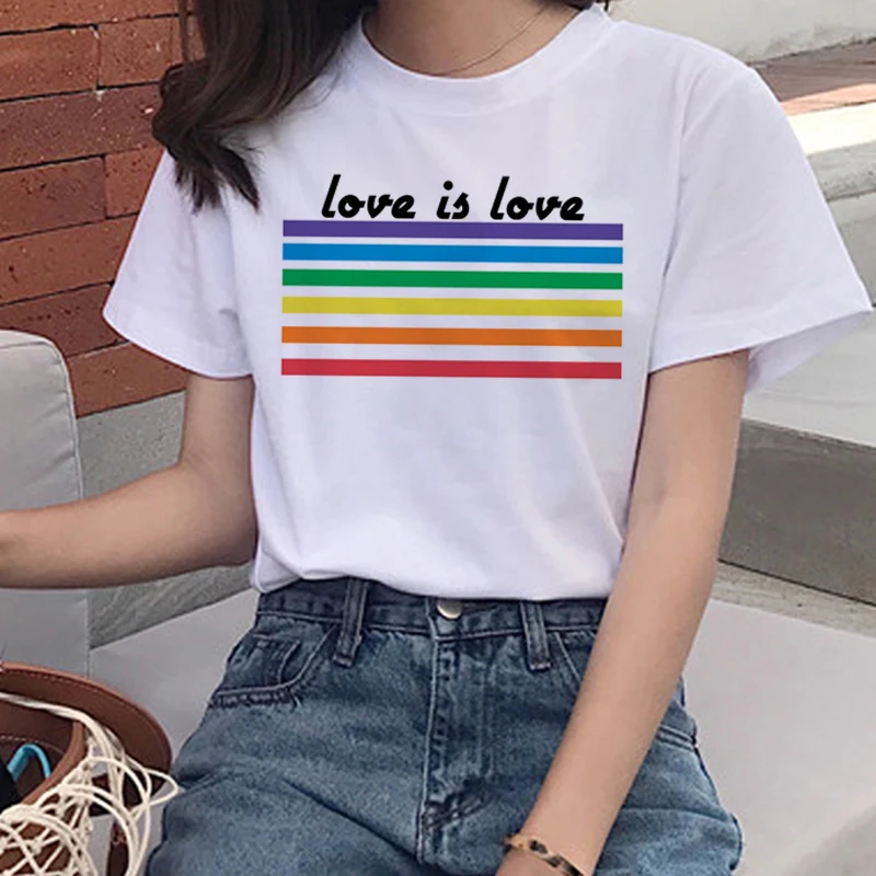 Lgbt Love Wins футболка для женщин Harajuku, футболка для геев, футболка Love Is Love Ullzang, футболка 90 s, графический корейский стиль, женские футболки - Цвет: 5394