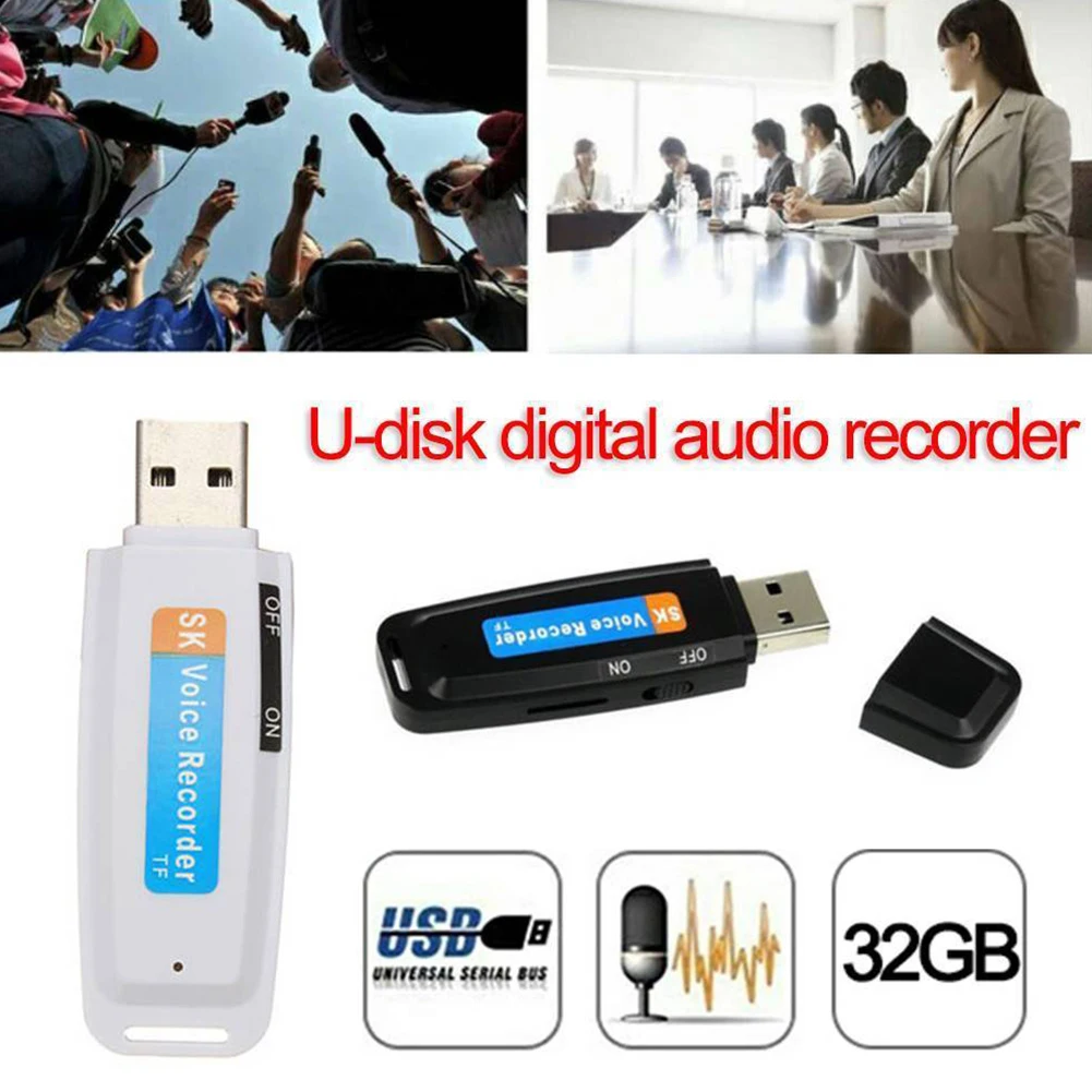 

10pcs Mini Rechargeable Professional Voice Recorder U Disk Flash Drive Audio WAV Pen Support TF Card Digital USB Portable