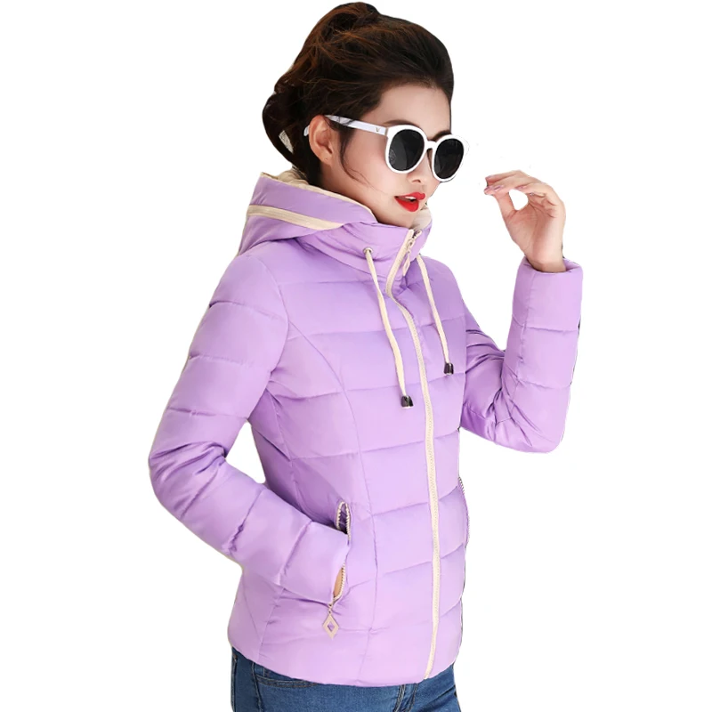 

Sweet women winter jacket with hooded fashion short coats chic cotton padded new arrival casaco feminina inverno mujer