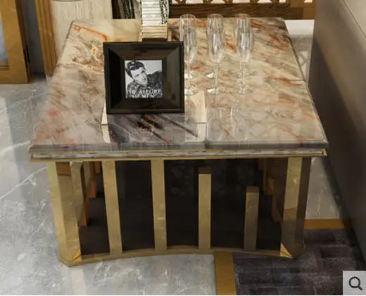 Natural marble Stainless steel Coffee Table Living Room Home Furniture minimalist modern rectangle mesas de centro table basse Natural marble Stainless steel Coffee Table Living Room Home Furniture minimalist modern rectangle mesas de centro table basse