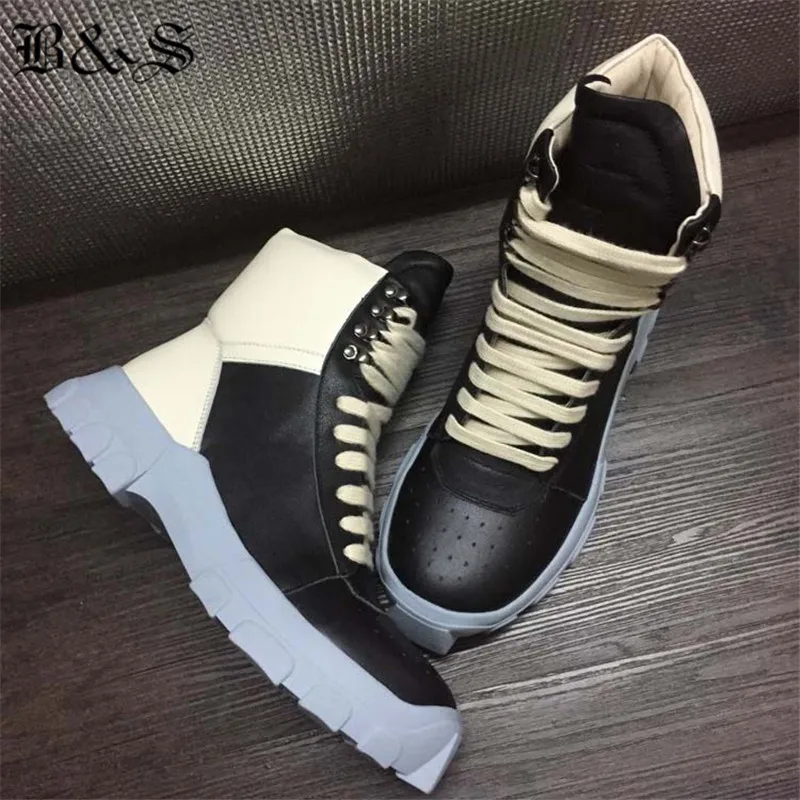 Черный и уличный стиль; коллекция года; зимние мужские ботинки в стиле хип-рок из натуральной кожи; ботинки на толстой подошве в винтажном стиле; военные ботинки