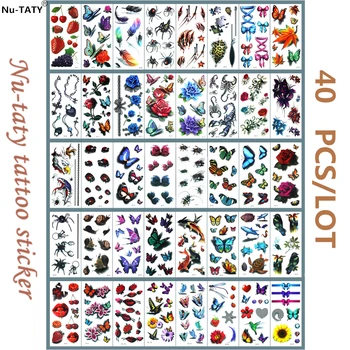 

Nu-TATY 3dNO01-40 40PCS/LOT Temporary Tattoo Body Art Flash Tattoo Stickers 19*9cm Waterproof Styling Tatoo Home Decor Sticker