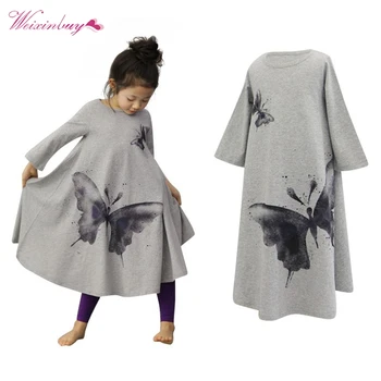 

Toddler Baby Girls Long Sleeve Butterfly Print Dress Loose Dresses Kids Vestidos Clothes